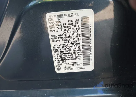 2013 Nissan Rogue S z USA, uszkodzony, nr VIN JN8AS5MT7DW547757